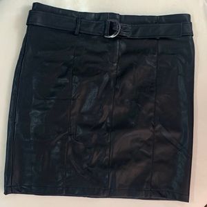 Adrienne Vittadini Faux Leather Belted Skirt